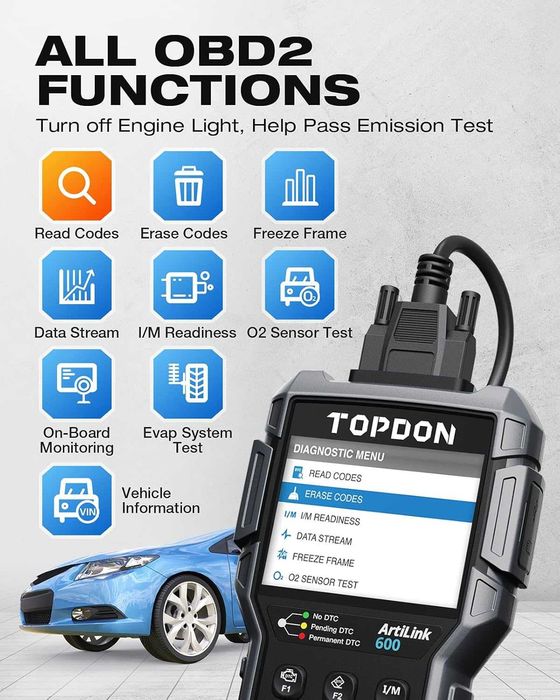 Автодиагностика TOPDON ArtiLink600 с 3 ресет функции