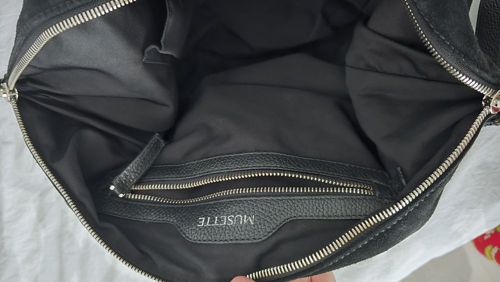 Geanta Musette piele intoarsa