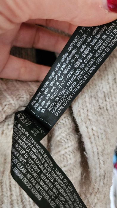 Zara Knit Oversized Вълнен пуловер с връзки размер S