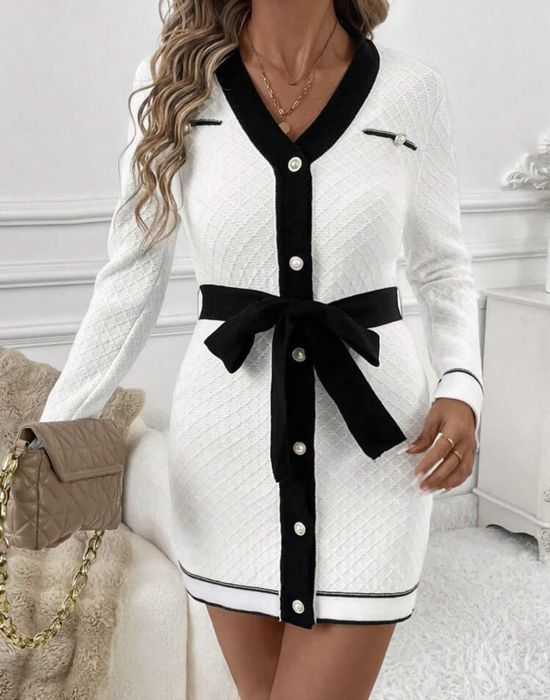 Бяла плетенена рокля