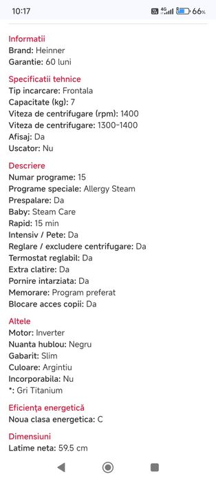 Mașină spălat rufe slim 7 kg /setare timp/temperatura/aburi