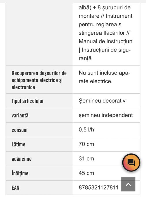 Semineu de masa cu bioetanol