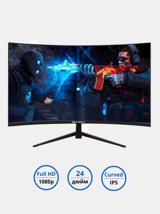 Монитор Xtech Curved, 24" Full HD, 75 Гц, матрица IPS