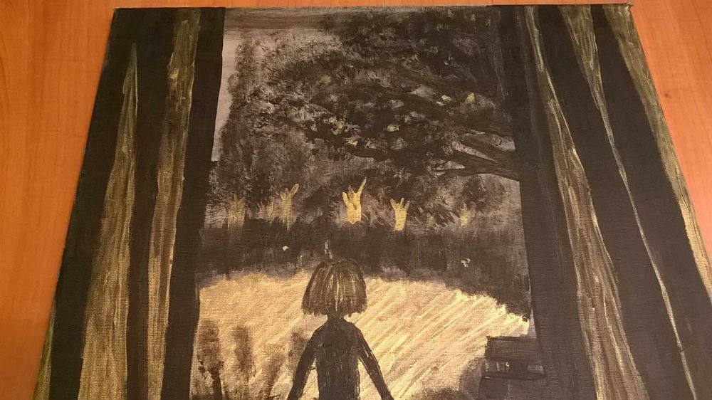 Gothic Art * tablou modernist abstract deviant art semnat 50x50 ulei panza colectie