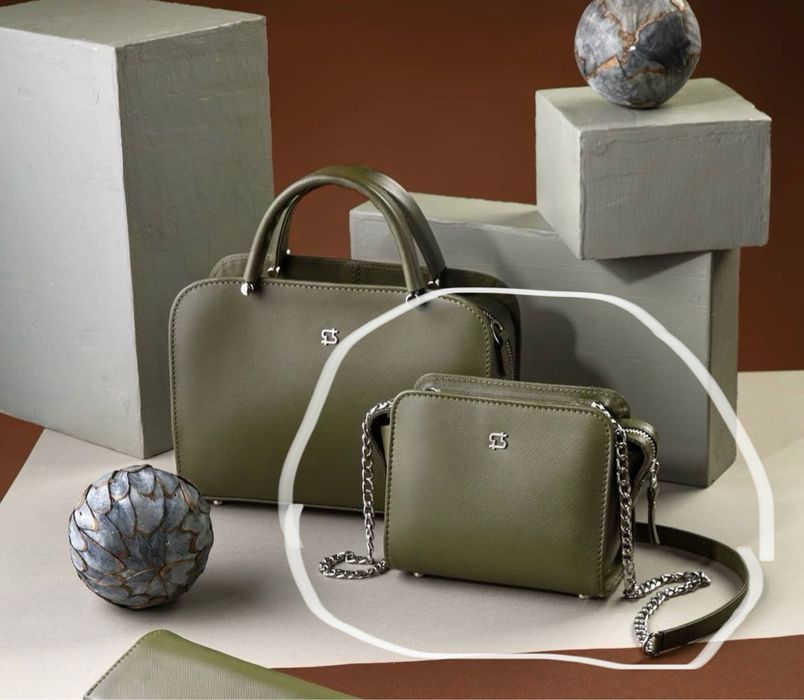 Сумка зеленая кожаная Twota