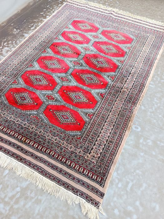 Covor persan traditional, Bukhara, lana, lucrat manual, 190x125cm