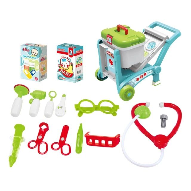 Набор доктора 3 в 1  с чемоданом, стол, тележка, тачка.