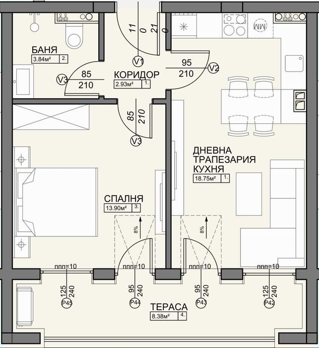 Продава се Двустаен апартамент в Пловдив, Остромила - 66 кв.м за 607 €/кв.м - Снимка #1