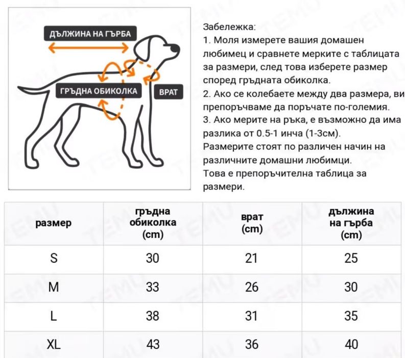 Зимно яке за куче
