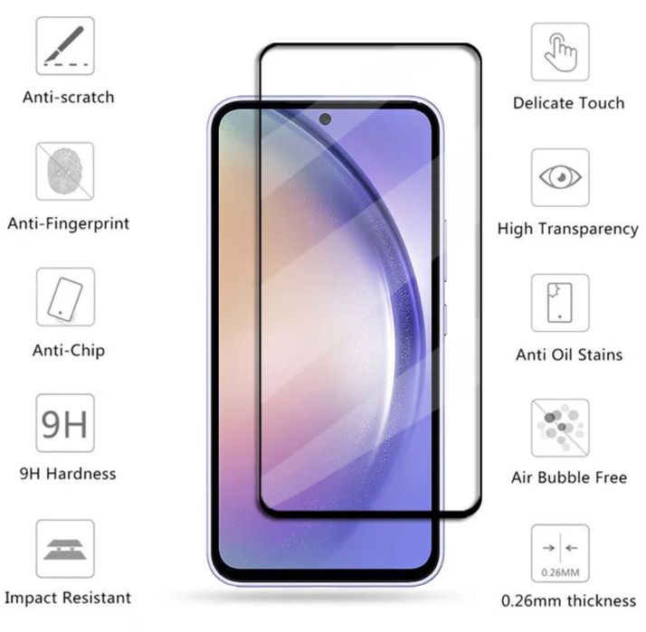 Folie sticla 20D FULL GLUE pt. Samsung Galaxy A14 , A24 , A34 , A54 5G