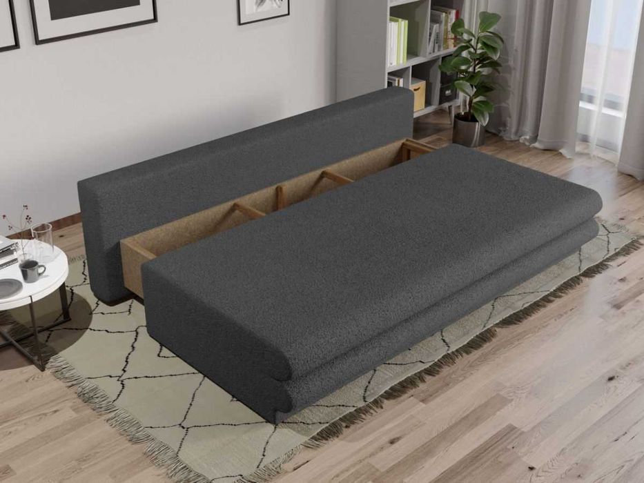 Canapea Extensibila Sensi plusata aspect lana gri - Transport Gratuit