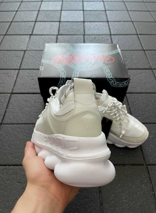 Versace Chain Reaction Alb - Piele Naturala - Full Box