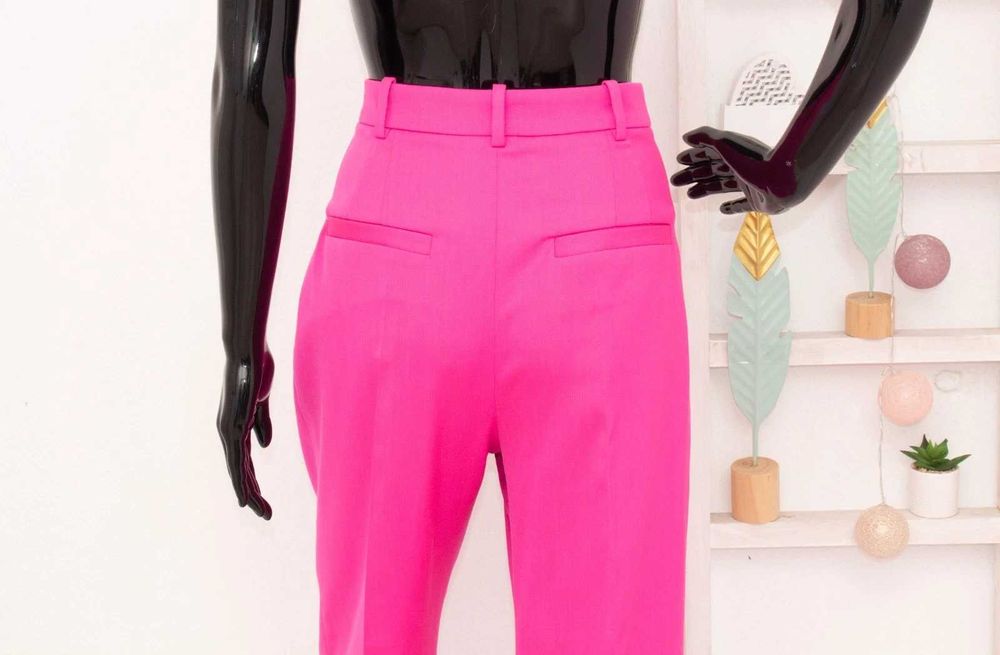 & Other Stories оригинален дамски панталон цикламен вълнен широк 40