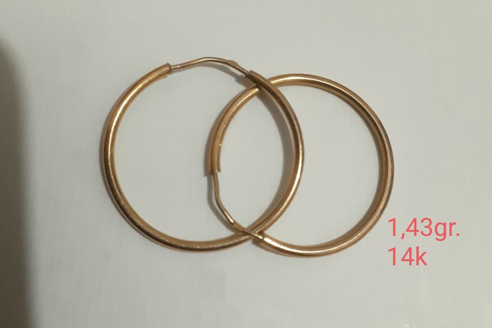 Cercei aur 14k, diametru 22 mm
