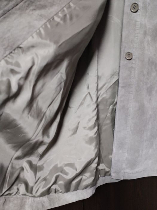 Pardesiu /trench  piele întoarsă xs verde Hm