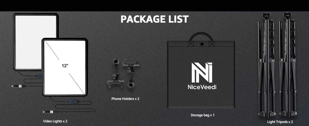 Комплект LED видео осветителни тела, NiceVeedi Studio  2800-6500K
