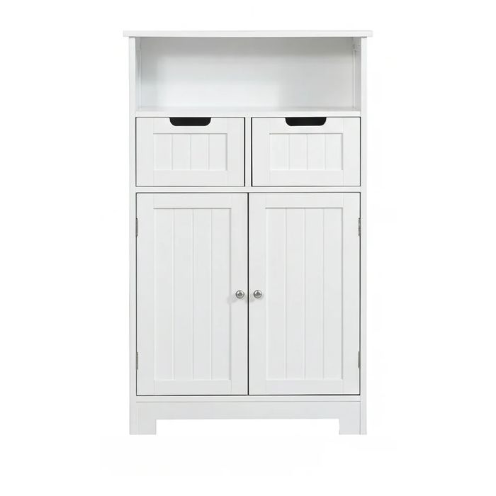 Многофункционален Бял Шкаф за Съхранение с Класически Дизайн