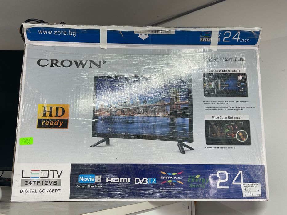 Нов !Телевизор Crown 24 INCH