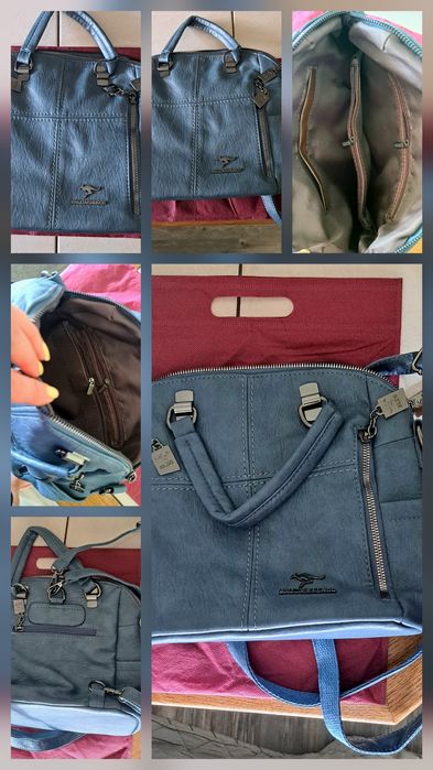 Нова дамска раничка и Чанта 2 в 1 с много прегради и ципове