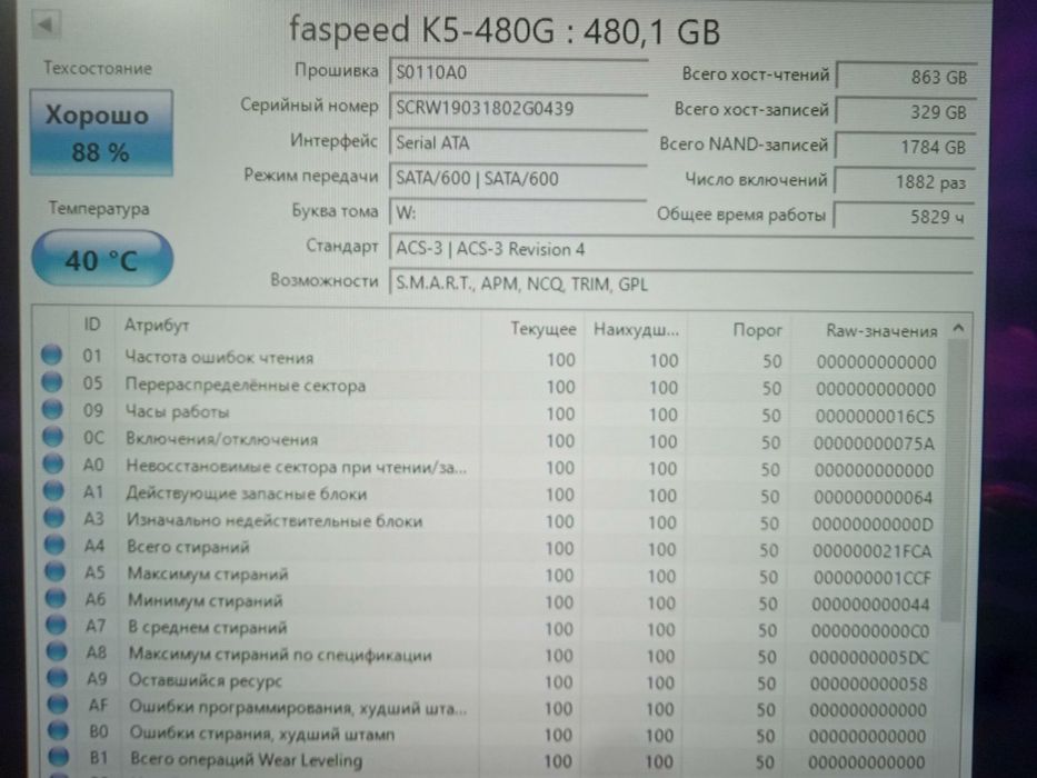 SSD для Виндовс и игр 480GB sata