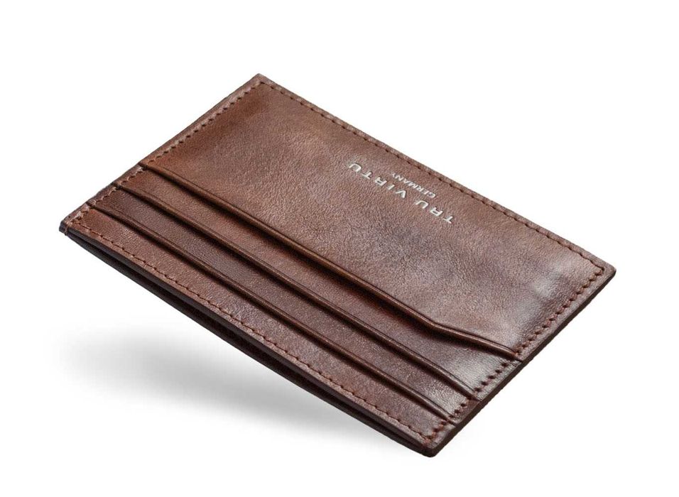 Portofel carduri Tru Virtu Wallet Soft Natural Brown, piele, nou