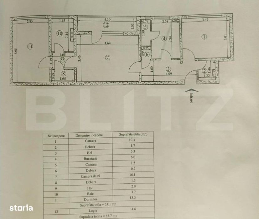 Apartament 3 camere etaj intermediar 68 mp Tatarasi — fotografia 1