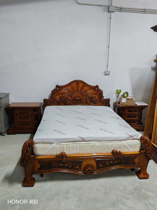 PAT Vintage 160x200 cu Noptiere si Saltea + Topper NOU Bonus -Mobila Italia