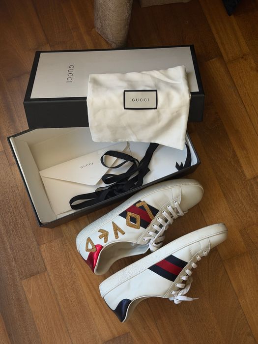 Gucci Ace Embroidered "Loved" Sneakers