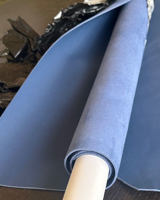 Material piele naturala bleumarin