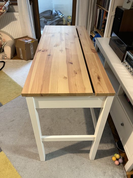 Birou Ikea Hemnes cu 2 sertare, vopsit alb/maro, 120x47cm