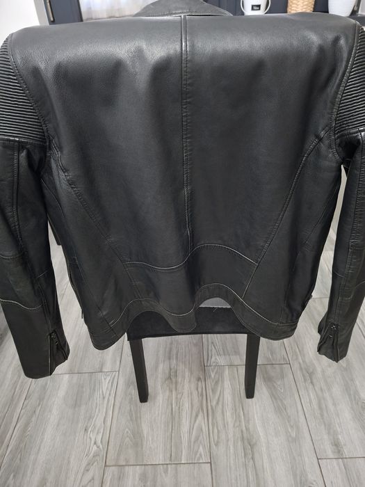 Geaca  biker din piele neagra Selected pentru barbati