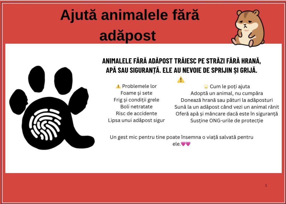Poster,protejarea animalelor