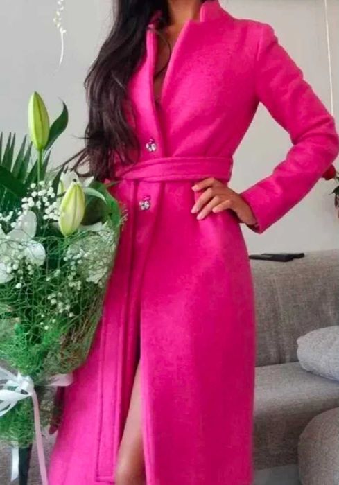 Дамско палто от вълна Avin xs цикламено фуксия розово