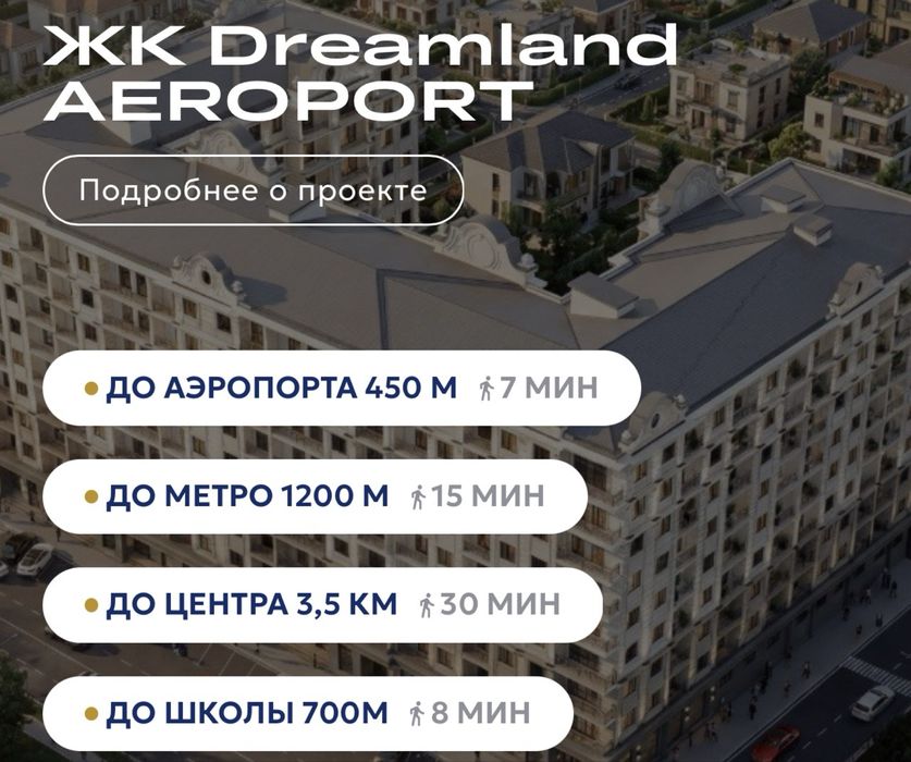 Инвестиция! Просторная 1-комн. квартира 48 м² Dreamland AEROPORT