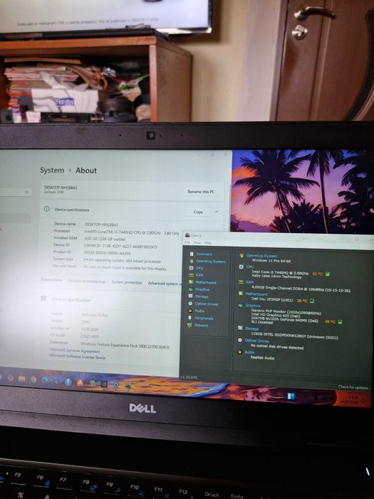 Dell 5580-I5 7440HQ-8 GB DDR4-SSD 128 GB M2-15,6''FULL HD IPS-WIN 11