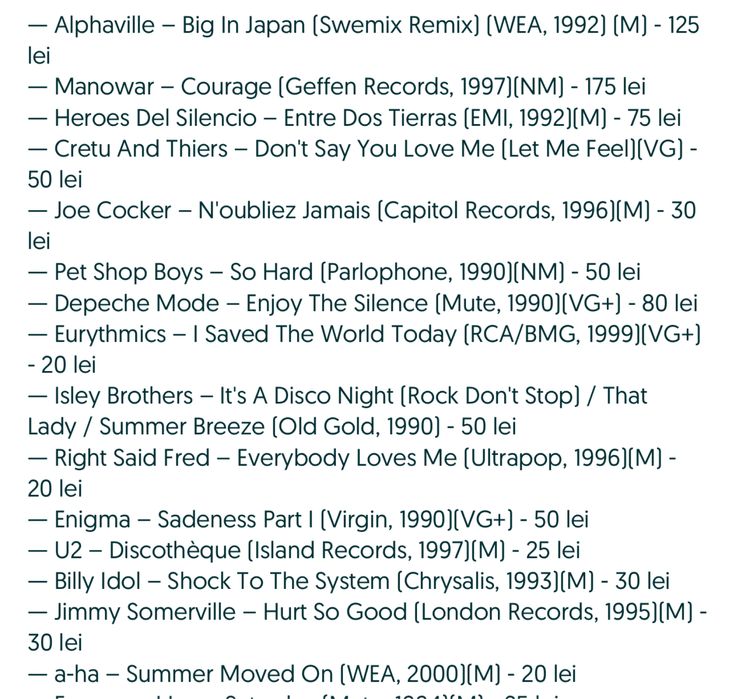 Cd-uri (MCD) muzica downtempo/synth-pop