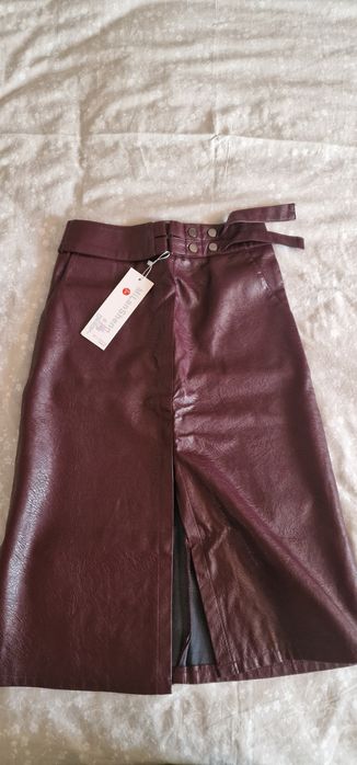 Юбка эко кожа, бордо