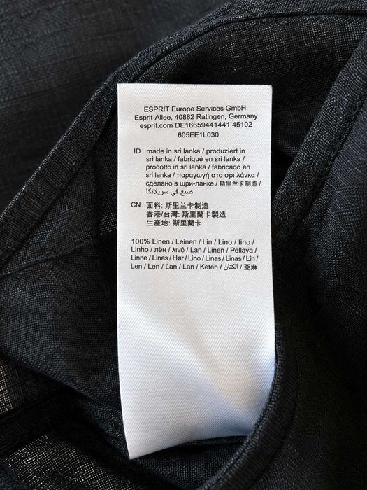 Salopetă damă ESPRIT din 100% in, neagră, croială wide leg cu cordon în talie, Mărimea XL