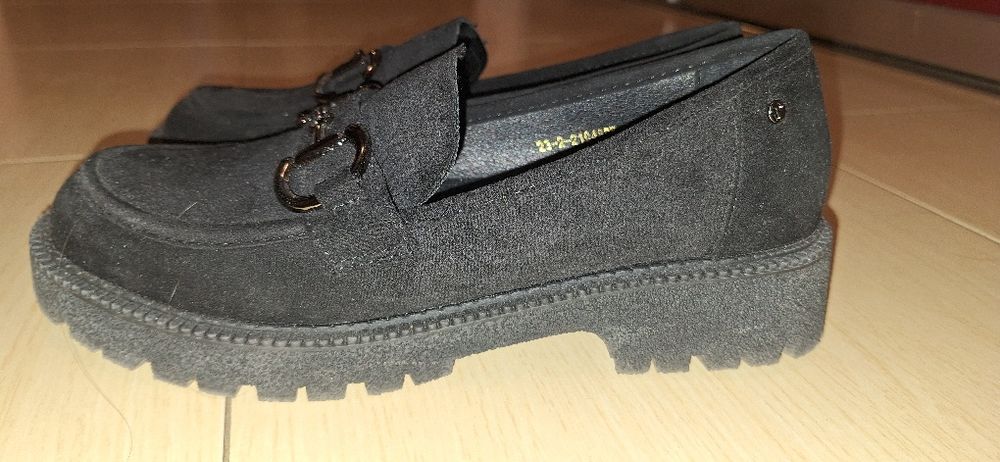 38 - Черни Обувки Лоуфъри (Loafers) Черно/Сребърно - Велур