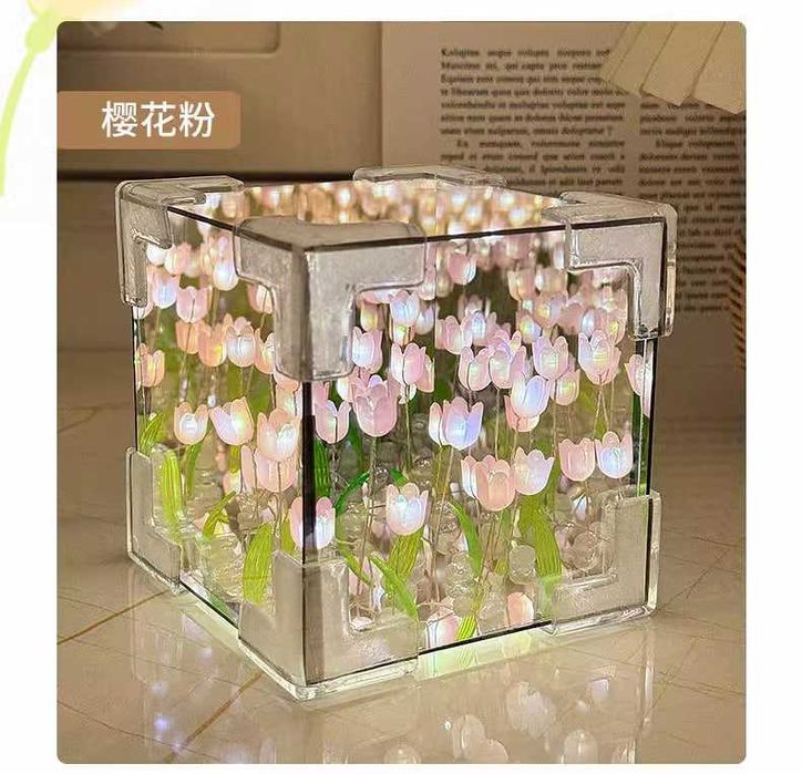 Светодиодный ночник в виде цветка тюльпана в виде кубика Рубика