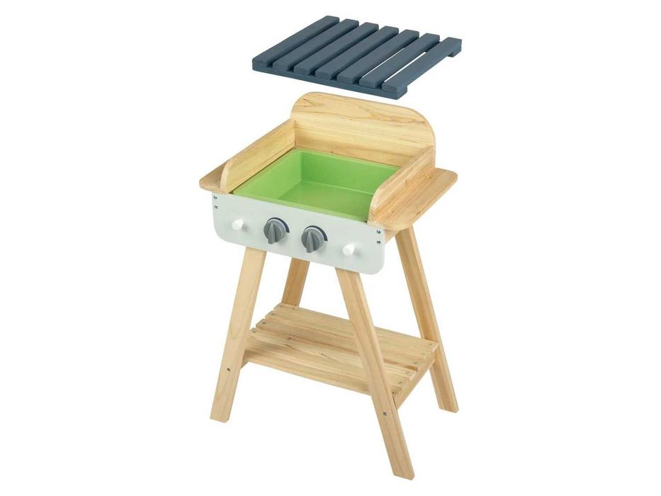 Детска дървена кухня скара Детско дървено барбекю за игра Грил с аксесоари