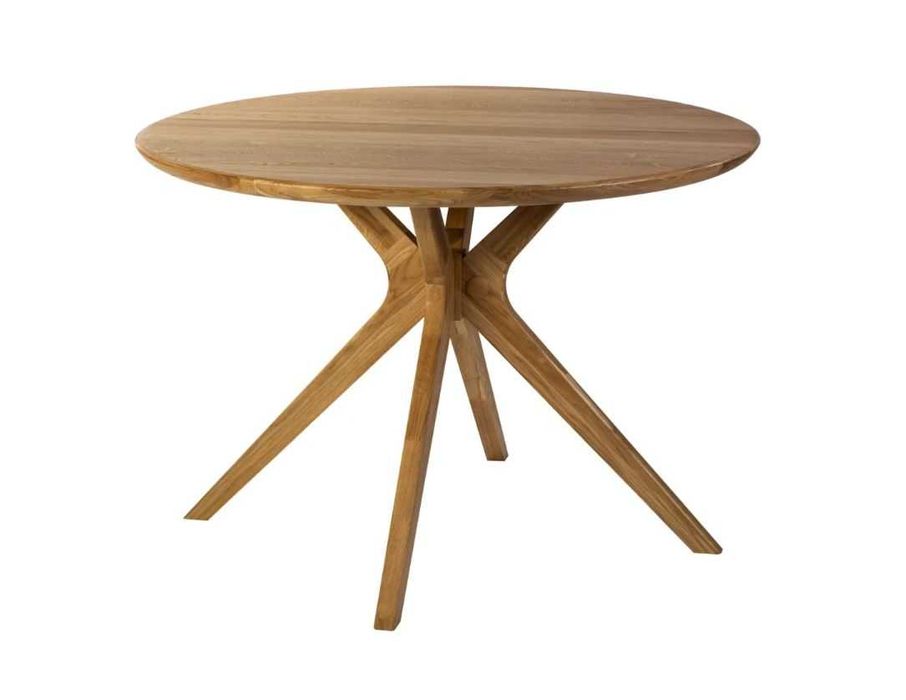 Круглый стол D110 из дуба + 4 стула (массив!) в скандинавском стиле