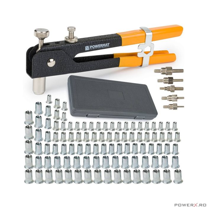 Pistol cleste pentru nituit, popnituri 86 piese, Powermat