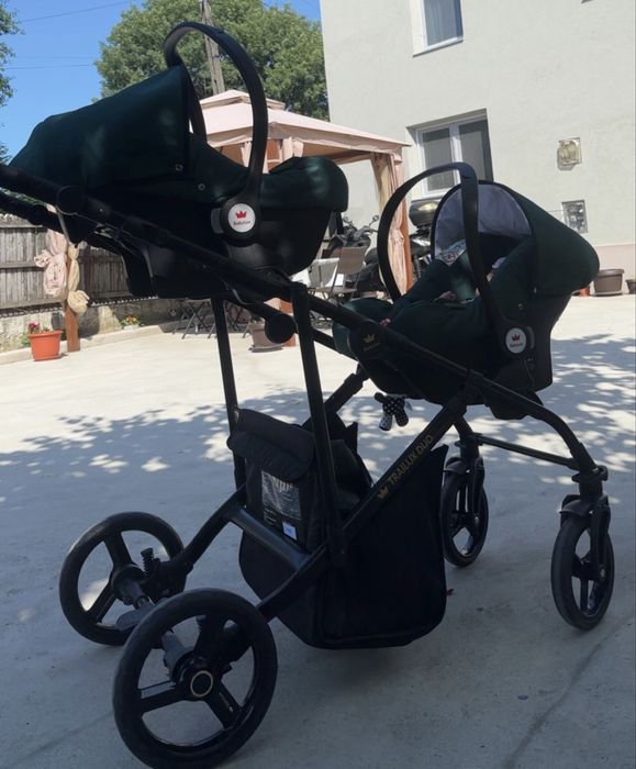 Carucior pentru gemeni BabyLux DUO, 3in1, Bottle Green