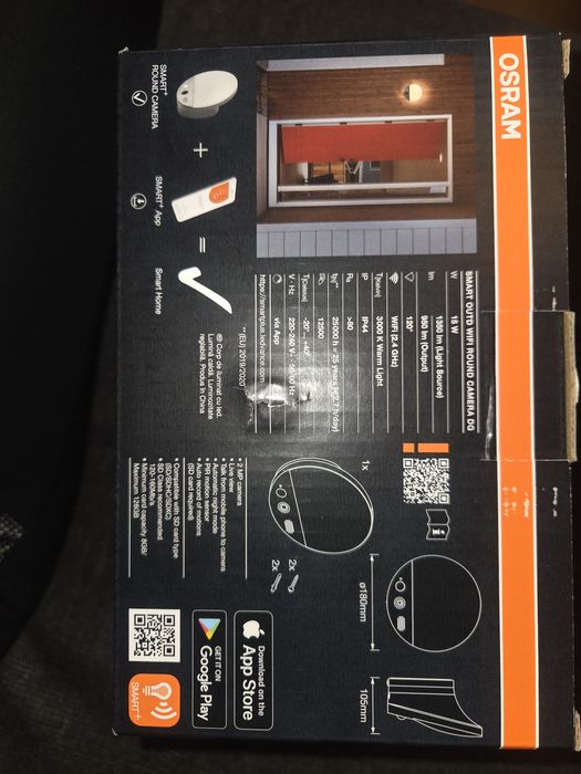 Смарт лампа с видео камера и високоговорител SMART+ ROUND CAMERA OSRAM