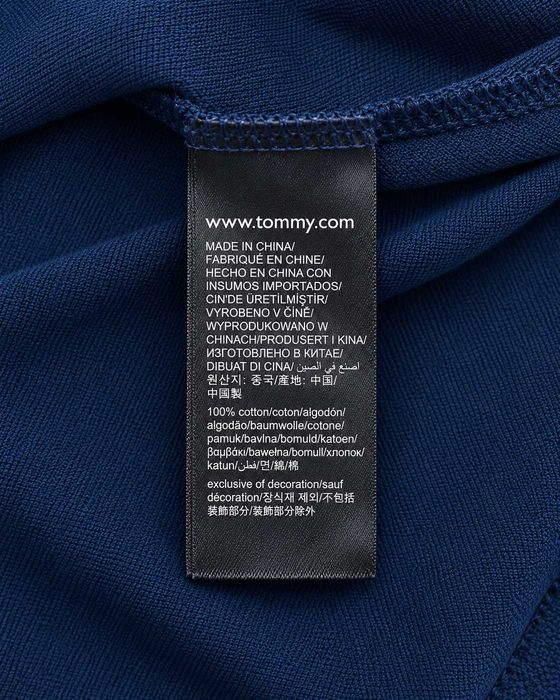Bluză polo cu mânecă lungă Tommy Hilfiger bleumarin din bumbac 100% logo brodat Mărimea 5XL