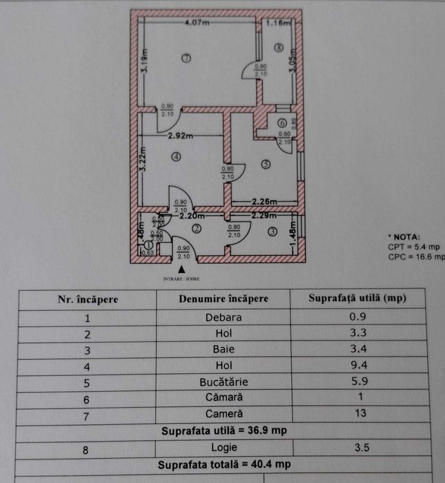 Garsoniera, parter, langa Orion