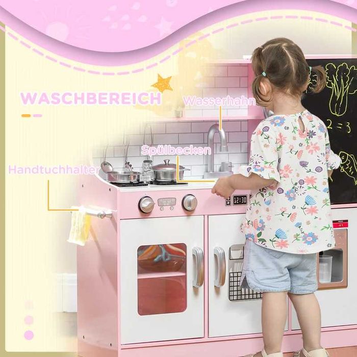 AIYAPLAY Кухненски комплект за игра с тенджери, черна дъска