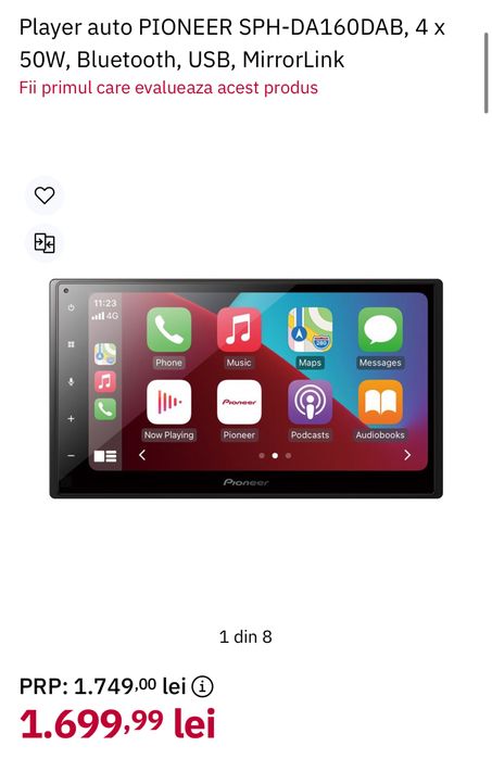 Navigatie auto pioneer SPH-DA160, apple car play, android. Sigilat
