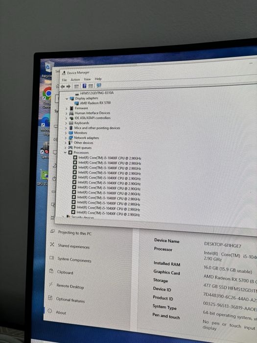 Calculator/PC Gaming• i5-10400F•16gb ram• Placa video 8gb GDDR6•